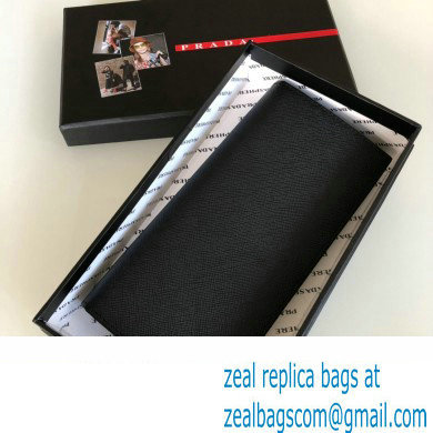 Prada Saffiano Leather bi-fold long Wallet 2M0836 Enameled metal triangle logo Black/Silver