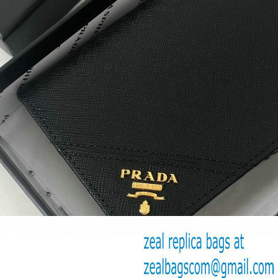 Prada Saffiano Leather bi-fold long Wallet 2M0836 Metal lettering logo Black/Gold