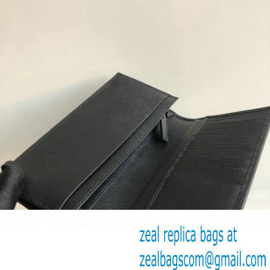 Prada Saffiano Leather bi-fold long Wallet 2M0836 Metal logo Black/Silver - Click Image to Close