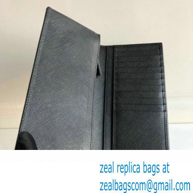 Prada Saffiano Leather bi-fold long Wallet 2M0836 Metal logo Black/Silver - Click Image to Close