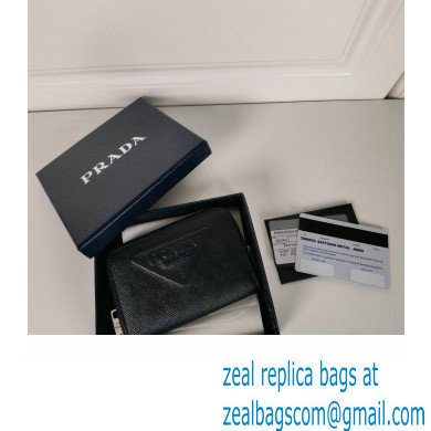 Prada Saffiano coin purse 2MM003 Embossed triangle logo Black