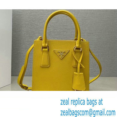 Prada Saffiano leather handbag 1BA358 Yellow 2023 - Click Image to Close