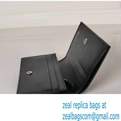 Prada Small Saffiano Leather Wallet 1MV021 Enameled metal triangle logo Black/Silver - Click Image to Close