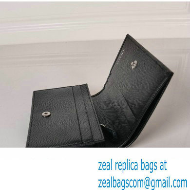 Prada Small Saffiano Leather Wallet 1MV021 Enameled metal triangle logo Black/Silver