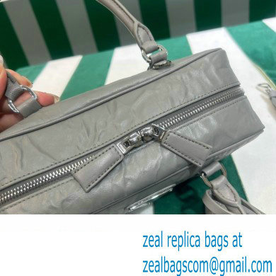 Prada Small antique nappa leather top handle bag 1BB098 gray 2023