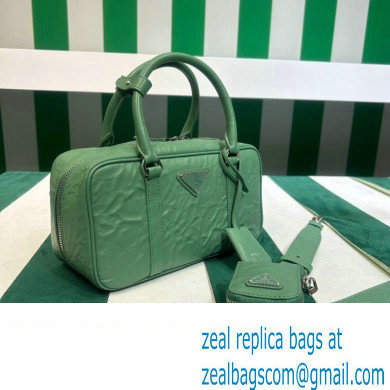 Prada Small antique nappa leather top handle bag 1BB098 green 2023