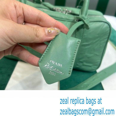 Prada Small antique nappa leather top handle bag 1BB098 green 2023 - Click Image to Close