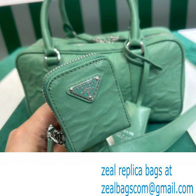 Prada Small antique nappa leather top handle bag 1BB098 green 2023