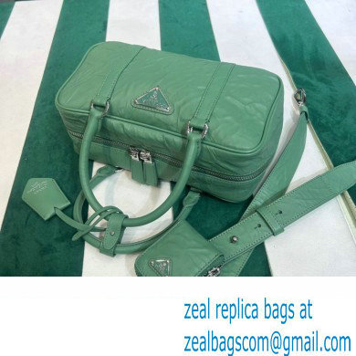 Prada Small antique nappa leather top handle bag 1BB098 green 2023 - Click Image to Close