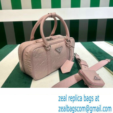 Prada Small antique nappa leather top handle bag 1BB098 pink 2023 - Click Image to Close