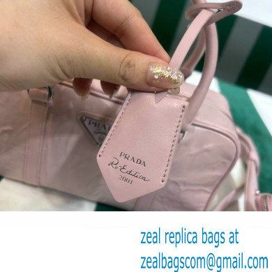 Prada Small antique nappa leather top handle bag 1BB098 pink 2023 - Click Image to Close
