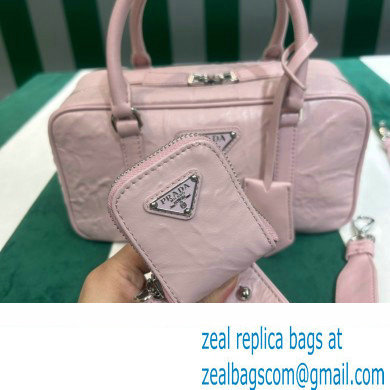 Prada Small antique nappa leather top handle bag 1BB098 pink 2023