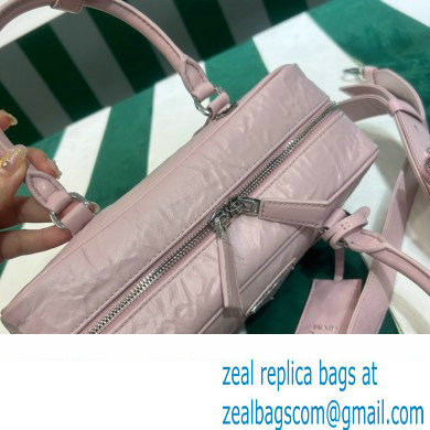 Prada Small antique nappa leather top handle bag 1BB098 pink 2023 - Click Image to Close