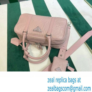 Prada Small antique nappa leather top handle bag 1BB098 pink 2023 - Click Image to Close