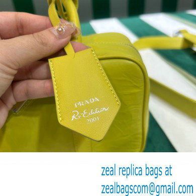 Prada Small antique nappa leather top handle bag 1BB098 yellow 2023 - Click Image to Close