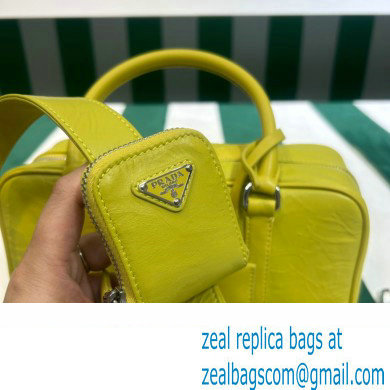 Prada Small antique nappa leather top handle bag 1BB098 yellow 2023