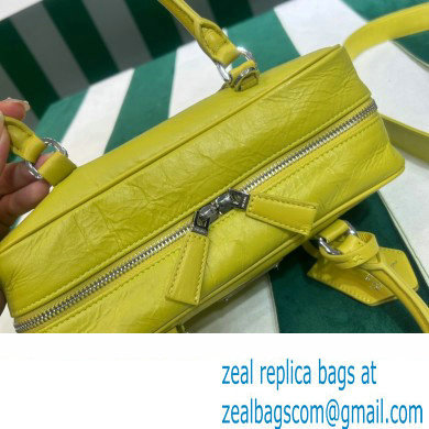 Prada Small antique nappa leather top handle bag 1BB098 yellow 2023 - Click Image to Close