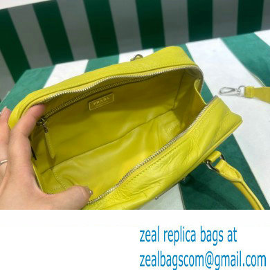 Prada Small antique nappa leather top handle bag 1BB098 yellow 2023 - Click Image to Close