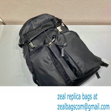 Prada tobacco re-nylon and Saffiano Leather backpack 2VZ019 BLACK 2020 - Click Image to Close