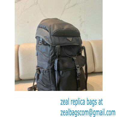 Prada tobacco re-nylon and Saffiano Leather backpack 2VZ079 BLACK 2020 - Click Image to Close