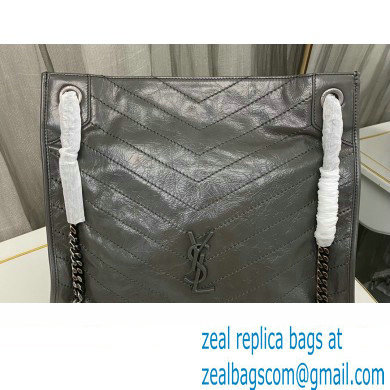 Saint Laurent Niki Shopping Bag in Vintage Leather 577999 Dark Gray