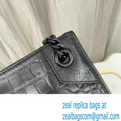 Saint Laurent Niki Shopping Bag in Vintage Leather 577999 crocodile-embossed leather Black