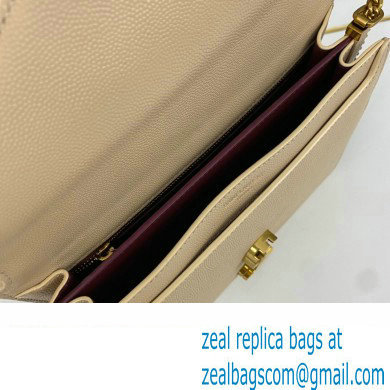 Saint Laurent cassandra medium chain bag in grain de poudre embossed leather 532750 Beige - Click Image to Close