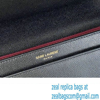 Saint Laurent cassandra medium chain bag in grain de poudre embossed leather 532750 Black