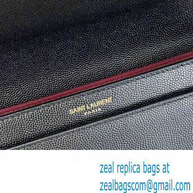 Saint Laurent cassandra medium chain bag in grain de poudre embossed leather 532750 Black