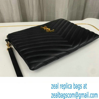 Saint Laurent cassandre matelasse a5 pouch in quilted leather 379039 Black/Gold