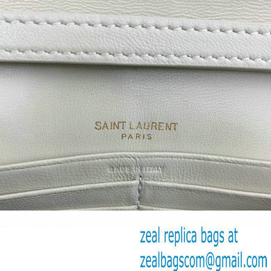 Saint Laurent cassandre matelasse carre chain wallet in lambskin 743346 Creamy/Gold