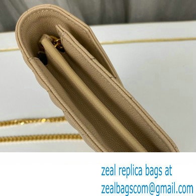 Saint Laurent cassandre matelasse chain wallet in grain de poudre embossed leather 377828 Beige/Gold - Click Image to Close