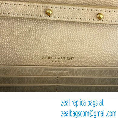 Saint Laurent cassandre matelasse chain wallet in grain de poudre embossed leather 377828 Beige/Gold