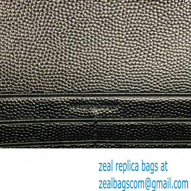 Saint Laurent cassandre matelasse chain wallet in grain de poudre embossed leather 377828 Black/Silver - Click Image to Close