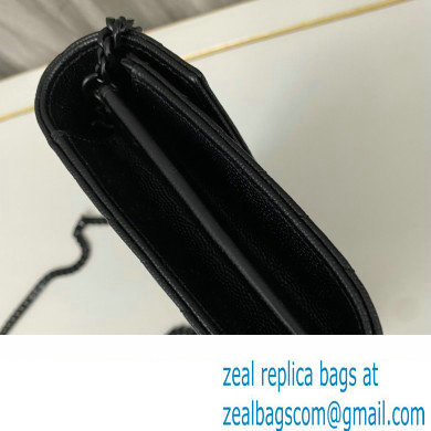 Saint Laurent cassandre matelasse chain wallet in grain de poudre embossed leather 377828 Black - Click Image to Close