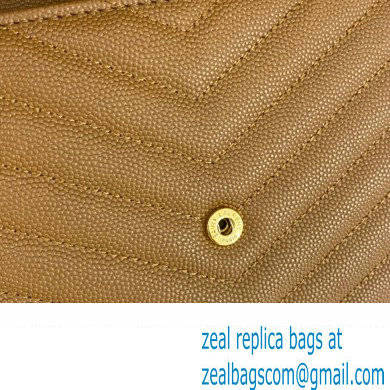 Saint Laurent cassandre matelasse chain wallet in grain de poudre embossed leather 377828 Brown/Gold - Click Image to Close