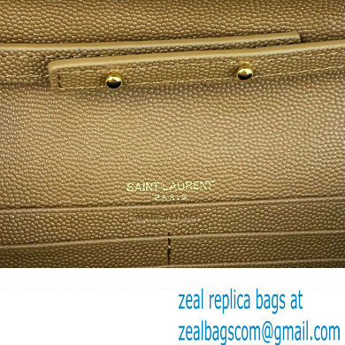 Saint Laurent cassandre matelasse chain wallet in grain de poudre embossed leather 377828 Brown/Gold - Click Image to Close