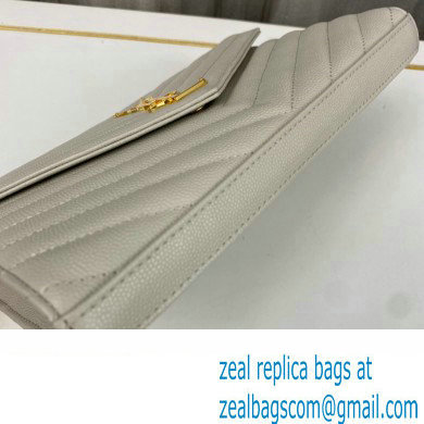 Saint Laurent cassandre matelasse chain wallet in grain de poudre embossed leather 377828 Creamy/Gold - Click Image to Close