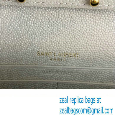 Saint Laurent cassandre matelasse chain wallet in grain de poudre embossed leather 377828 Creamy/Gold