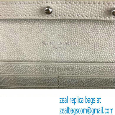 Saint Laurent cassandre matelasse chain wallet in grain de poudre embossed leather 377828 Creamy/Silver
