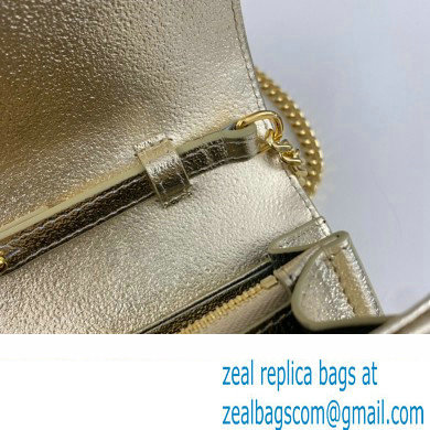 Saint Laurent cassandre matelasse chain wallet in grain de poudre embossed leather 377828 Gold