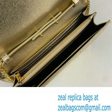 Saint Laurent cassandre matelasse chain wallet in grain de poudre embossed leather 377828 Gold - Click Image to Close
