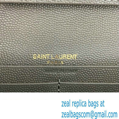 Saint Laurent cassandre matelasse chain wallet in grain de poudre embossed leather 377828 Gray/Gold