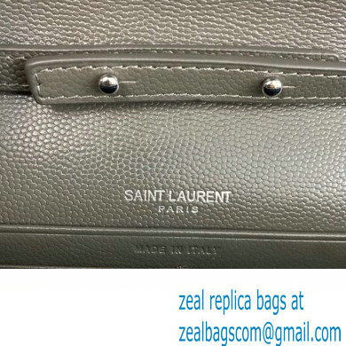 Saint Laurent cassandre matelasse chain wallet in grain de poudre embossed leather 377828 Gray/Silver - Click Image to Close