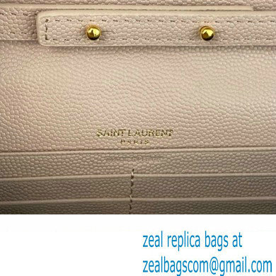 Saint Laurent cassandre matelasse chain wallet in grain de poudre embossed leather 377828 Pink/Gold