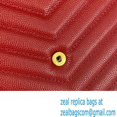 Saint Laurent cassandre matelasse chain wallet in grain de poudre embossed leather 377828 Red/Gold - Click Image to Close