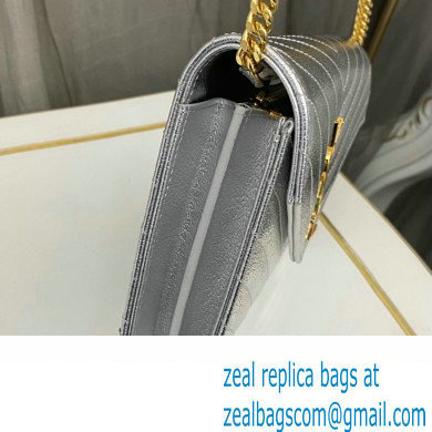 Saint Laurent cassandre matelasse chain wallet in grain de poudre embossed leather 377828 Silver - Click Image to Close