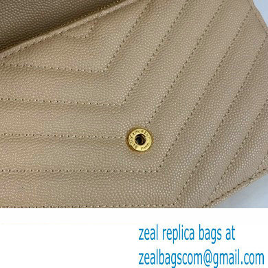 Saint Laurent cassandre matelasse envelope chain wallet in grain de poudre embossed leather 393953/742920/695108 Beige/Gold