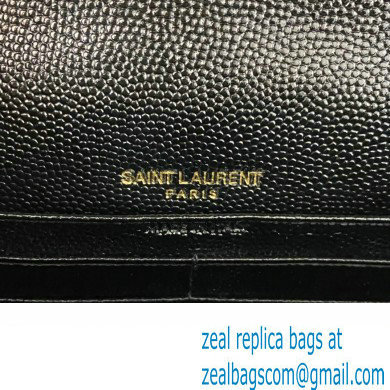 Saint Laurent cassandre matelasse envelope chain wallet in grain de poudre embossed leather 393953/742920/695108 Black/Gold