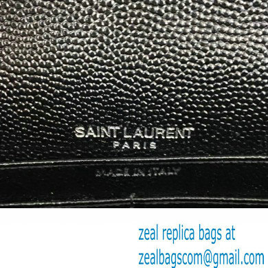Saint Laurent cassandre matelasse envelope chain wallet in grain de poudre embossed leather 393953/742920/695108 Black/Silver - Click Image to Close